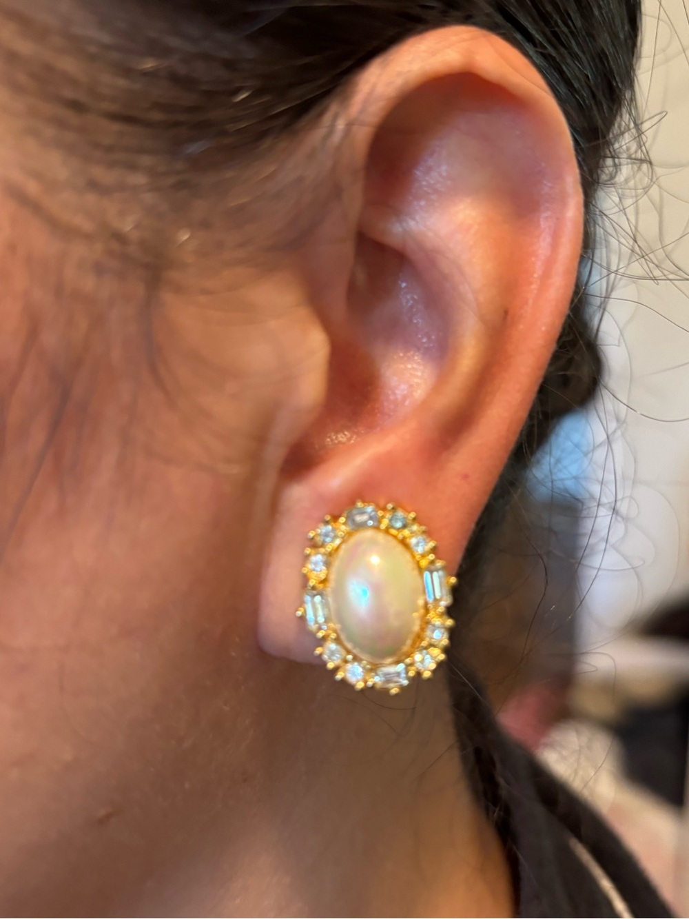 Christian Dior Gold-Tone Pearl Cluster Clip-On Earrings